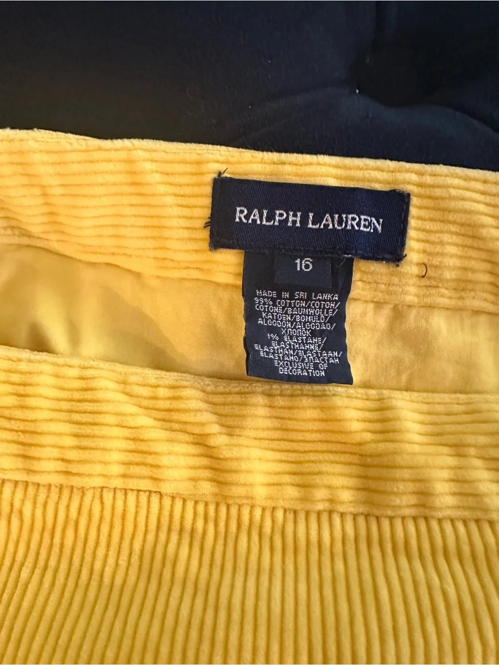 Ralph Lauren Bright Yellow Corduroy Tiered Kids Mini Skirt